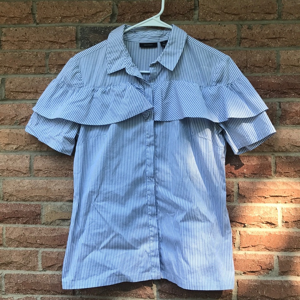 Seersucker ruffle top